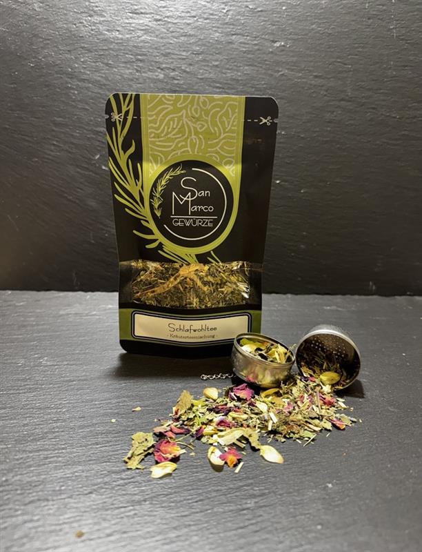 Schlafwohltee - Beruhigende Kräuterteemischung für erholsamen Schlaf